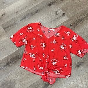 Red floral top